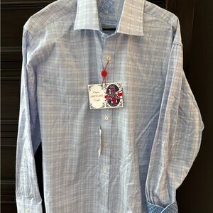 English Laundry Light Blue Plaid Dress Shirt